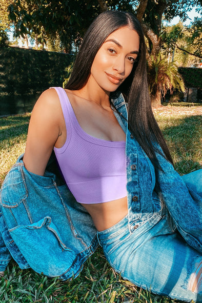 Finesse Ribbed Crop Top – Lavender